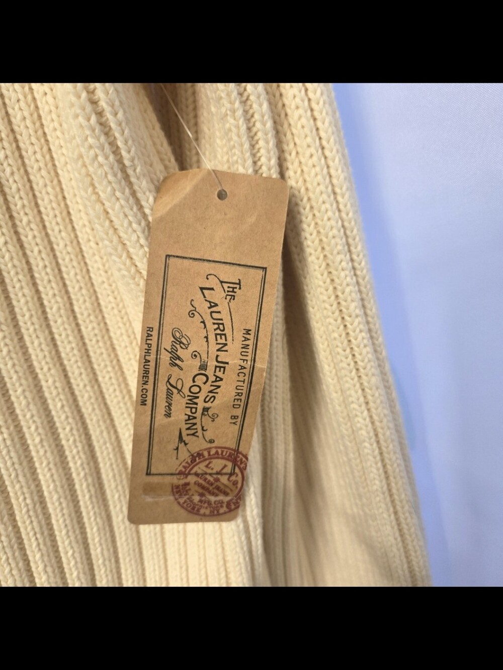 NWT Ralph Lauren Ivory Cream Ribbed Zip-Front Cardigan Jacket Size XL - Picture 3 of 6
